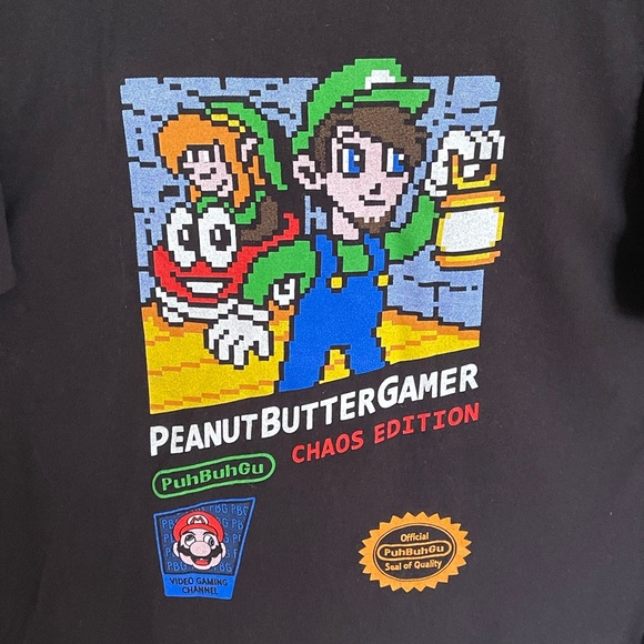 RARE Peanut Butter Gamer Super Mario Video Game Review Channel T Shirt Adult M - Picture 4 of 8